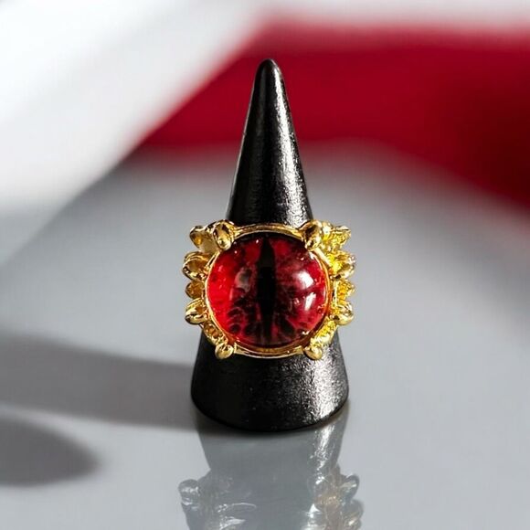 NIB Alloy Unisex Vintage Dragon Claw Eye Yellow Gold Metal Ring, Quality, Retro, - Picture 1 of 8